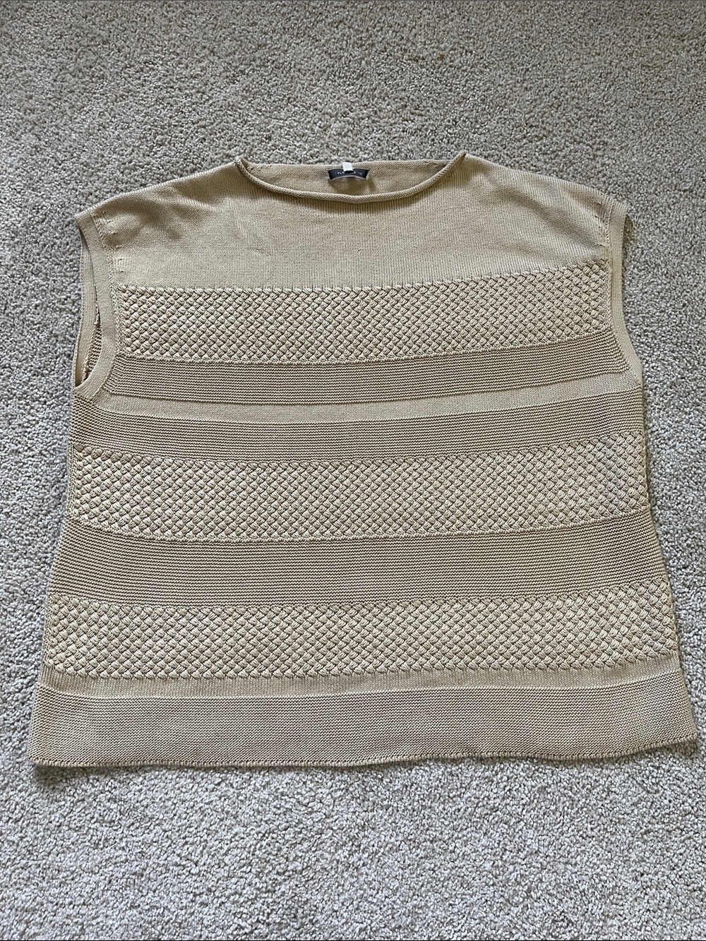 Lafayette 148 New York Neutral Beige Textured Knit Sleeveless Sweater
